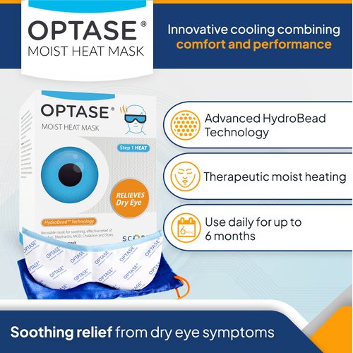 Optase Moist Heat Eye Mask - Washable and Reusable Heated & Cooling Gel Eye Mask - HydroBead Technology for Dry Eye Relief