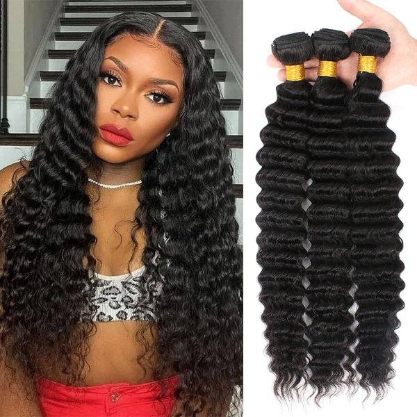 12A Grade Brazilian Virgin Hair Pineapple Deep Wave 3 Bundles 20" 22" 24" 300g 100% Unprocessed Virgin Brazilian Deep Wave Human Hair Weave Bundles Natural Color
