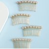 HLLMX 2 PCS 8-Flower Hairpin Combs Crystal Rhinestone Bridal Hair Pins Hair Clips Alloy Pearl Rhinestone Side Hair Combs Crystal Hair Pins Decorative Hair Combs for Bride Bridesmaids
