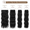 REECHO Hair Extensions, 4PCS Clip in Hair Extensions HE001 Natural Soft Synthetic Hairpieces for Women, Black