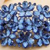 Aimimier Flower Crystal Hair Clips Shiny Rhinestone Hair Spring Clamp Gem Hair Pins Bridal Hairpiece Wedding Hair Accessories for Women (Blue)