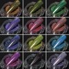 MKNZOME 12 Jars Holographic Nail Powder, Chrome Nail Powder Kit Black Blue Ultra Fine Glitter Powder Set, Rainbow Neon Pigment Manicure Glitter Dust with 12 Pcs Dual Sides Sponge Applicators