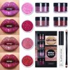 LOKFAR 4 Colors Glitter Lip Kit, Shiny Diamond and Metallic Lip Glitter Makeup Lipstick Lip Gloss Glitter Lipstick, Waterproof & Long Lasting Lip makeup Powder Set for Lips Nails Art(Set A Warm Color)