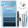 KevKev Lash Extension Kit Multi-Type Mixed Lash Clusters Kit Upper & Bottom Individual Lashes with Lash Bond and Seal Lash Remover Lash Applicator for Self Application (7D+30D+50D, D-5-16mix)