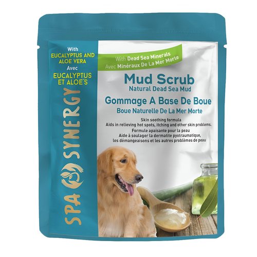 SPA SYNERGY Dead Sea Mud Scrub for Dog with Natural Mineral & Vitamin-E, Dog Mud Scrub, Heavenly Perfumed, Hair Softener, Skin Soothing, Softening, Moisturizing. (Eucalyptus & Aloe Vera)