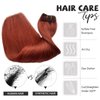 Clip in Hair Extensions Real Human Hair, Auburn Hair Extensions Clip in Straight Human Hair, 7 Pcs 70G Double Weft Silky Human Hair Clip in Extensions for Women #135 20 Inch