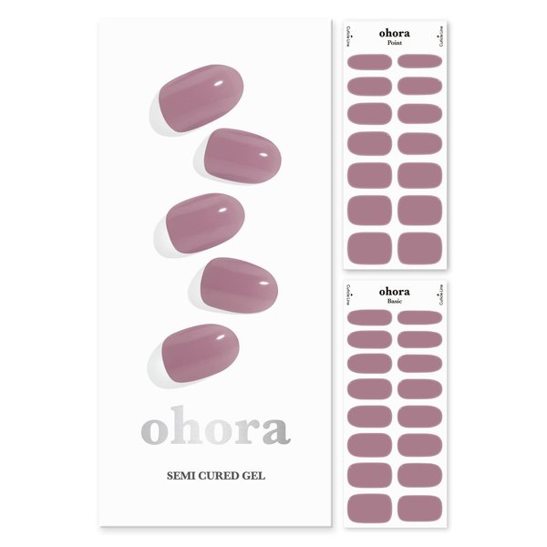 ohora Semi Cured Gel Nail Strips (N Bare Plum) - Works with Any Nail Lamps, Salon-Quality, Long Lasting, Easy to Apply & Remove - Includes 2 Prep Pads, Nail File & Wooden Stick