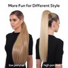 HOTBANANA Ponytail Extension, 14 Inch Ponytail Extension Human Hair Clip in Wrap Around Ponytail Hair Piece Walnut Brown to Ash Brown and Bleach Blonde Long Straight Remy Human Hair Extension 75g