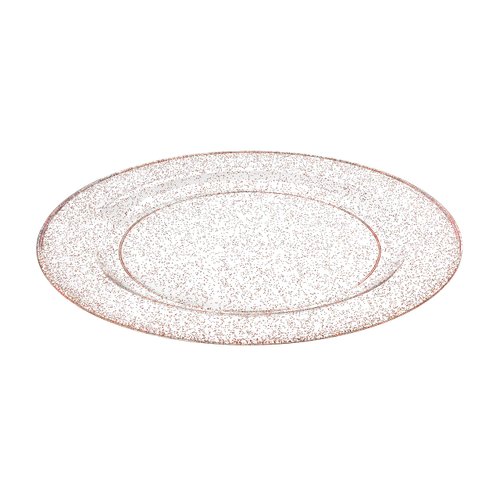 Lillian Collection Glitter Rose Gold Premium Round Appetizer Plates - 7.5" (Pack of 10) - Perfect for Weddings, Parties & Events