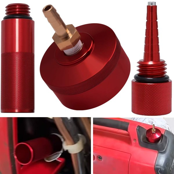 for Honda EU3000i EU2000i EU1000i Generator Extended Run Gas Cap, Mess Free Oil Change Funnel & Magnetic Oil Dipstick Aluminum Red (Set of 3)