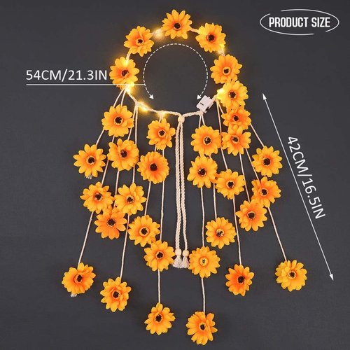 GORTIN Light up Sunflower Rave Headband LED Hippie Flower Headband Bohemian Beach Hair Band Party Costume Headdress for Women and Girls