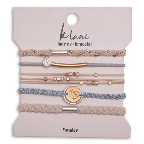 K’lani - Hair Tie Bracelets for Women - Dual-Use Bracelet and Hair Tie - Stylish Ponytail Hair Accessories - (Wonder) Set of 5 - (M)