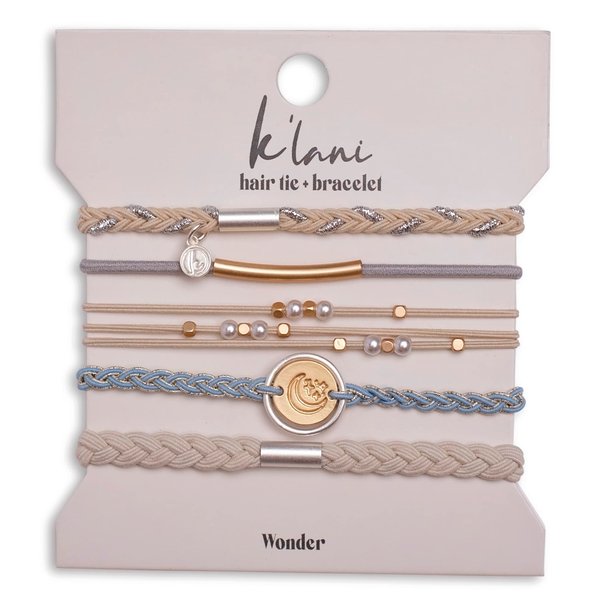 K’lani - Hair Tie Bracelets for Women - Dual-Use Bracelet and Hair Tie - Stylish Ponytail Hair Accessories - (Wonder) Set of 5 - (M)