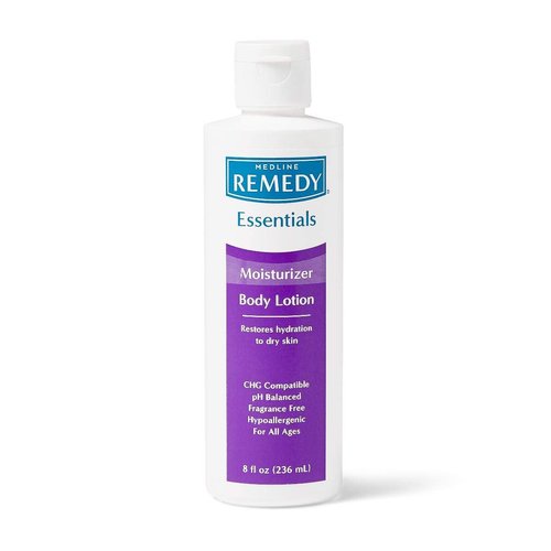 Medline Remedy Essentials Moisturizing Body Lotion, Unscented, 8-oz Flip-Top Bottle