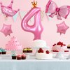 Princess Balloons for 4th Birthday Decorations Girl, Pink Birthday Balloon Pink Number 4 Balloons Foil Balloon for Princess Birthday Party Decorations Supplies