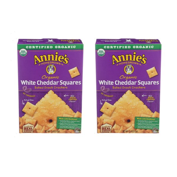Annie's Organic White Cheddar Squares Baked Snack Crackers 7.5 oz. (Pack of 2)2