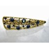 Generic Art deco blue silver amber gold flower crystal hair clip barrette (Primary color: Blue), 1 Count (Pack of 1)
