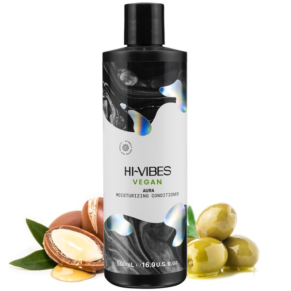MOEHAIR Hi-Vibes Vegan Sacred Moisturizing Conditioner, Infused with Argan Oil & Green Tea, Nourishes Hair | Repairs Damage | Softens Hair | Paraben & Sulfate Free Vegan Hair Conditioner (16.9 Fl. Oz)