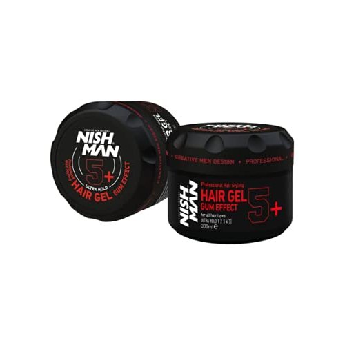 nishman Hair Styling Series (5+ Ultra Hold Styling Gel Gum Effect, 300ml)