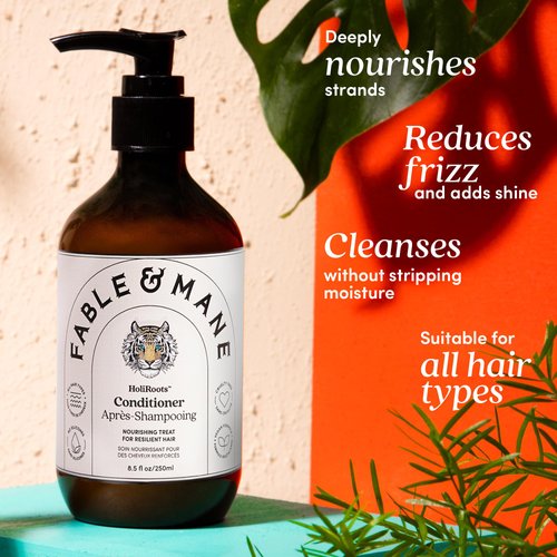 Fable and Mane Holiroots Hair Conditioner for Women, Moisturizing Conditioner for Damaged Hair, Hydrating Conditioner for Dry Hair with Turmeric - Genuine Fable and Mane Conditioner 8.5 FL oz