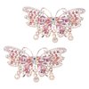 Beaupretty 2pcs Pink Crystal Butterfly Hair Clip Rhinestone Hair Barrette Decorative Fancy Elegant Jewelry Hair Pin Accessories for Women