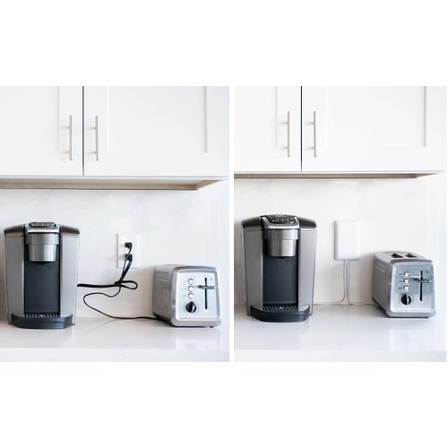 Sleek Socket Ultra-Thin Outlet Concealer & Cord Concealer Kits, Two 3 Outlet, 3-Ft Cord & Power Strips, Universal Size (Ideal for Kitchen Countertops for Appliances on Opposite Sides of a Wall Outlet)