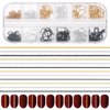12 Strips Nail Chain Charms, Metal Nail Art Chains, 3D Gold Silver Dark Gray Nail Chains, Nail Jewelry Chains, Line Nail Charms, Nail Decorations with Box for Manicure Decoration DIY