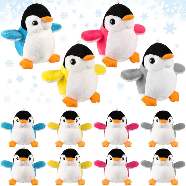 Kasyat 12Pcs Stuffed Penguins Mini Plush Penguin Stuffed Toys Animal, Cute Small Baby Penguin Stuffed Doll Keyholder Bag Pendant for Birthday Gifts Party Favors (Classic Style)