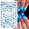 8 Sheets Blue Butterfly Nail Art Stickers Decals JMEOWIO Self Adhesive Pegatinas Uñas Blue Black Gold Butterfly Spring Summer Design Manicure Tips Nail Decoration for Women Girls