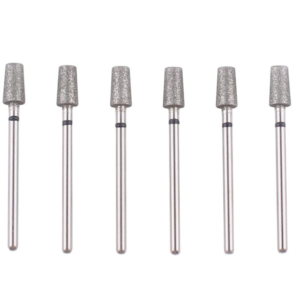 MZCMSL 6pcs Tapered Barrel Cuticle Drill Bits, Pro Diamond Nail Bits for Salon Manicure, 3/32 Shank efile Bit(Medium)