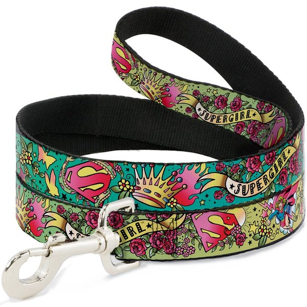 Buckle-Down Pet Leash - Supergirl Tattoo Scene - 4 Feet Long - 1" Wide