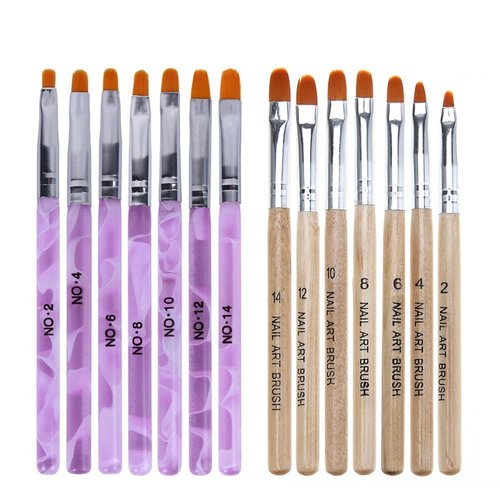 WOKOTO 14 Pcs Acrylic Nail Brush Pen Set Uv Gel Acrylic Nail Art Brush Tips Builder Brush Nail Painting Brush Pen Nail Acrylic Brush Nail Dust Brush 3d Nail Art Brush Nail Polish Brush Kit