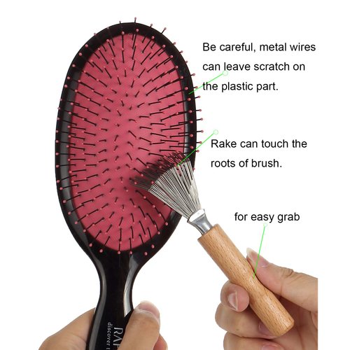 Hair Brush Cleaner with Metal Wire Rake for Hair Dust Lint Removal