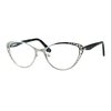 PASTL Womens Reading Glasses Magnified Readers Cateye Frame Spring Hinge Silver +2.75