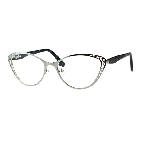 PASTL Womens Reading Glasses Magnified Readers Cateye Frame Spring Hinge Silver +2.75