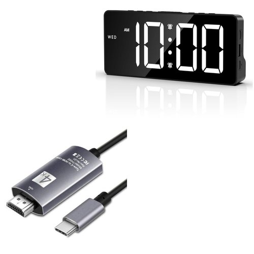 BoxWave Cable Compatible with AMIR Digital Clock (7in) - SmartDisplay Cable - USB Type-C to HDMI (6 ft), USB C/HDMI Cable - Jet Black