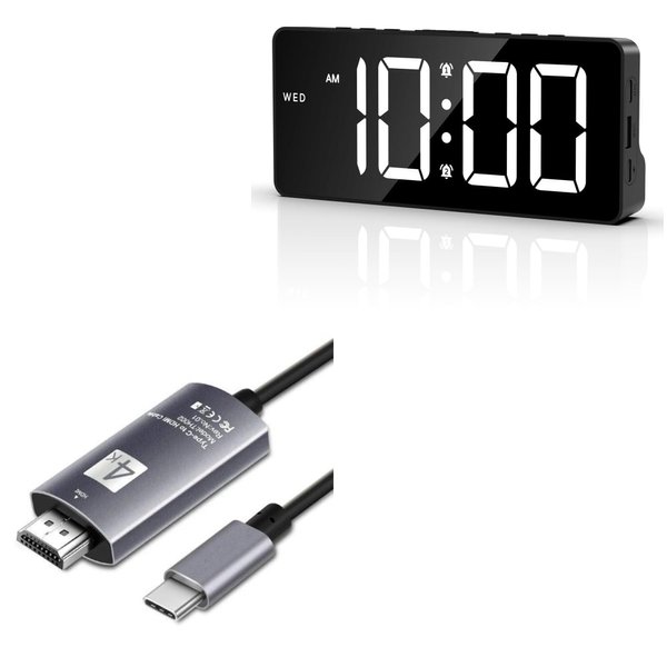 BoxWave Cable Compatible with AMIR Digital Clock (7in) - SmartDisplay Cable - USB Type-C to HDMI (6 ft), USB C/HDMI Cable - Jet Black