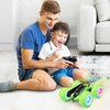 KKONES Remote Control Car, 2.4GHz Electric Race Stunt Car, Double Sided 360° Rolling Rotating Rotation, LED Headlights RC 4WD High Speed Off Road Gift for 3 4 5 6 7 8-12 Year Old Boy Toys (Green)