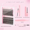 PITHER DIY Lash Extension Kit, Eyelash Extension Kit 280PCS 30D 40D Mix 9-16mm Individual Lash Clusters Kit with Applicator Bond and Seal Lash Glue Lash Extension Remover Tweezer
