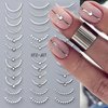 4 Sheets French Tip Nail Stickers 3D Self-Adhesive Gold Sliver Lines Nail Art Stickers Curved Stripe Designs with Crystal Rhinestones French Nail Decals for Women Girls Acrylic Manicure Decorations