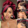 200 Density Burgundy Lace Front Wigs Human Hair 360 HD Transparent Lace Front Wigs Human Hair Glueless Wigs Human Hair With Baby Hair Red Wig For Women Human Hair Lace Front Wigs(24Inch)