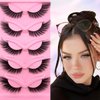 Fox Eye Lashes Wispy Eyelashes 20mm Long Cat-Eye Lashes Angel Wing Lashes Faux Mink False Eyelashes Natural Look 5 Pairs pack(XF01)