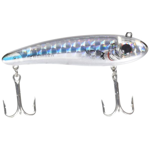 Bomber Lures Mullet Slow-Sinking Twitch, Walking Saltwater Fishing Lure, Excellent for Speckled Trout, Redfish, Stripers and More, 3 1/2", 5/8 oz, Silver Mullet