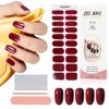 Kalolary 20PCS Semi Cured Gel Nail Polish Strips, Wine Red Adhesive Full Wrap Gel Nail Art Sticker, Waterproof Gel Nail Wrap Stickers with Nail File and Stick（UV/LED Lamp Required）