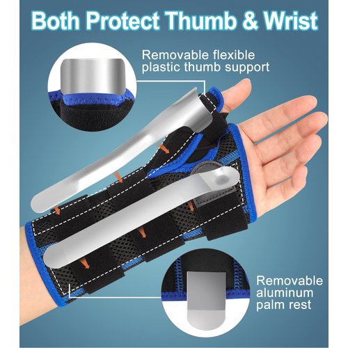 Wrist Brace with Thumb Spica Splint - Adjustable Thumb Wrist Support for Arthritis, Sprains, Tendonitis, Ligament Injury, Carpal Tunnel, De Quervain's Tenosynovitis and Protection fit Women & Men (Left Hand)