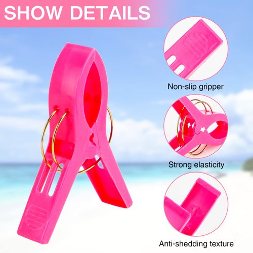 4 Pack, Beach Towel Clips, Plastic clipsr, Towel Clips for Chairs, Pool Towel Clips, Towel Clips for Beach Chair, Blankets, Pool Loungers, Cruise.
