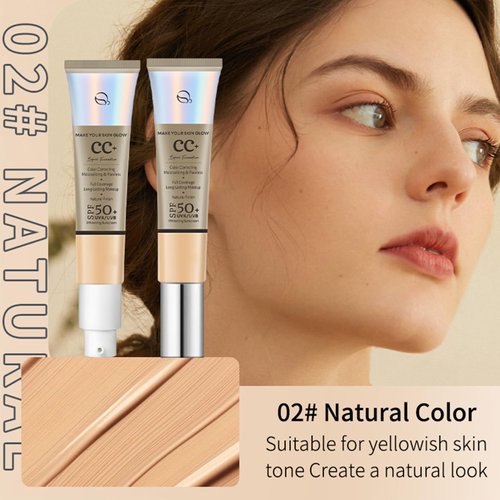 CC Cream with SPF 50, CC Cream Foundation Full Coverage, Invisible Pore, Even Skin Tone, Covering Blemishes, Hydrating CC Cream, Breathable Lightweight Long Lasting Waterproof Matte CC Cream (Natural)L8