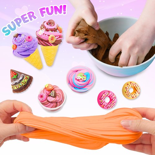 Ice Cream Slime Kit Toys,DIY Educational Slime Making Kit for Girls,Soft & Non-Sticky Sludge Stress Relief Toy for Kids Party Favors,Classroom Reward,Goodie Bag Stuffers,Birthday Present