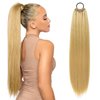 LONAI Ponytail Extensions, Versatile Elastic Band Blonde Ponytail Extension for Women, 28" Long Straight Soft Natural Synthetic Pony Tails-Dark Blonde