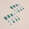 BABALAL Square Press on Nails Medium Green St Patricks Day Fake Nails White Shiny Glue on Nails 24Pcs Squoval Acrylic Nails for Women and Girls